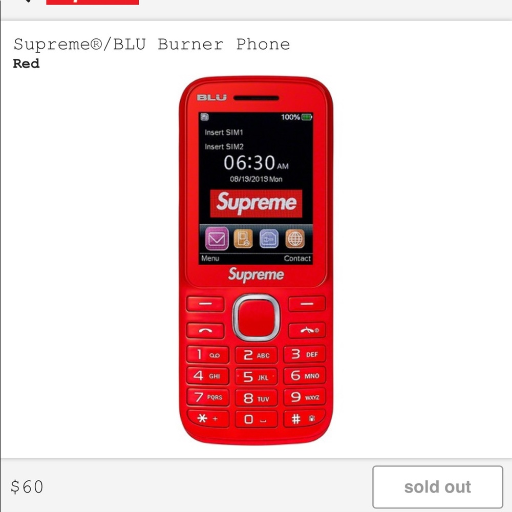 Supreme x Blu Burner Phone